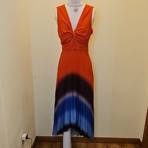 Adelyn Rae Orange and Blue Midi Dress
